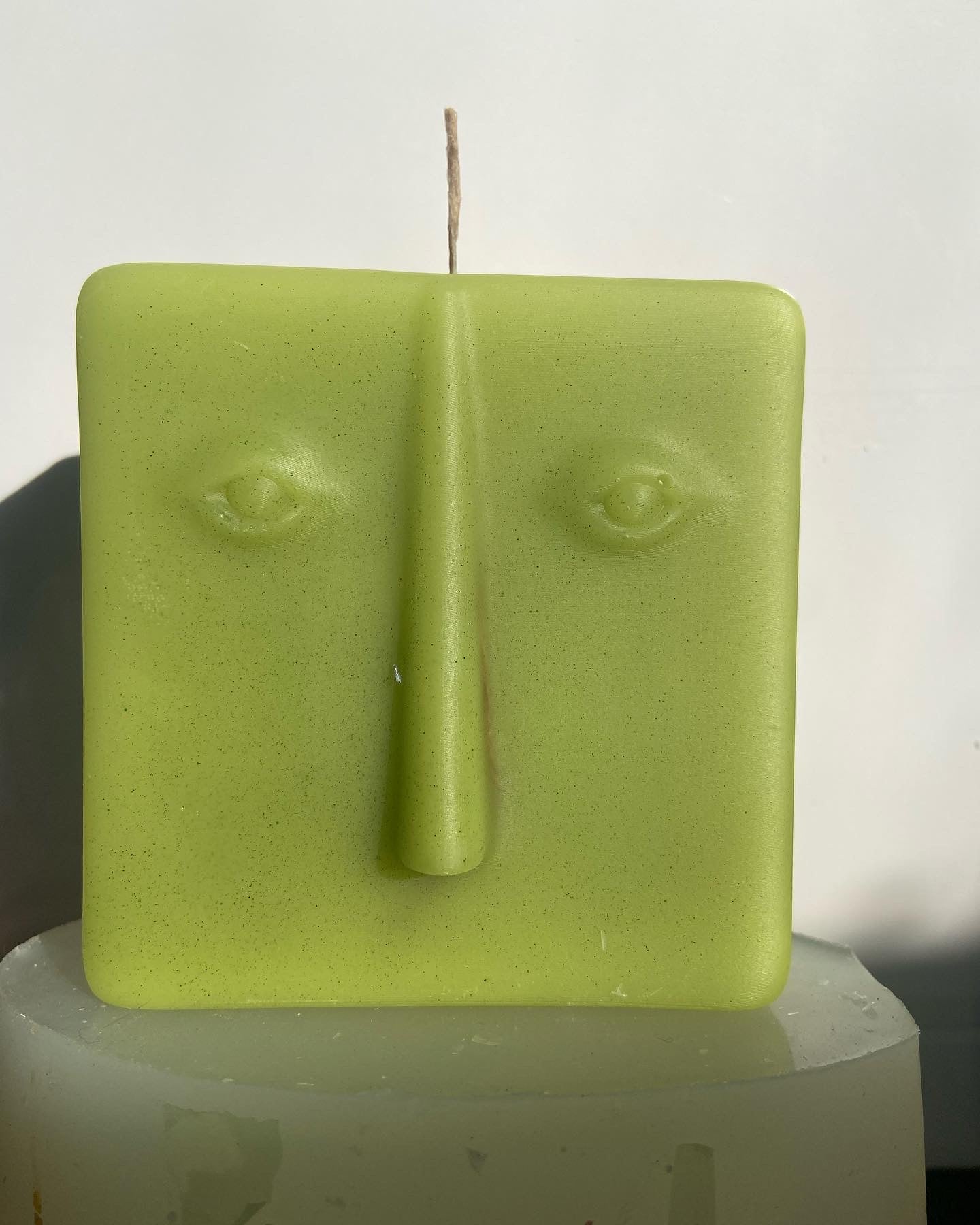 Square Stone Face Decor Beeswax Candle